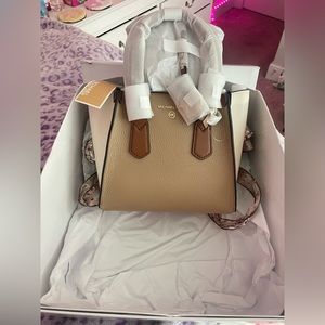 BRAND NEW real leather michael kors tan/beige satchel